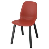 SKÅLSTA chair, plastic red/profiled metal/black-grey, 52x81x50 cm