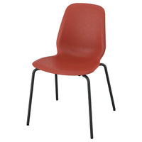 SKÅLSTA chair, plastic red/tubular metal/black-grey, 52x81x50 cm