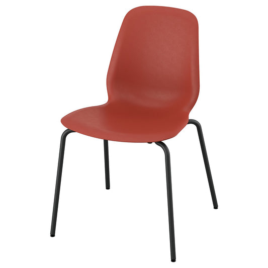 SKÅLSTA chair, plastic red/tubular metal/black-grey