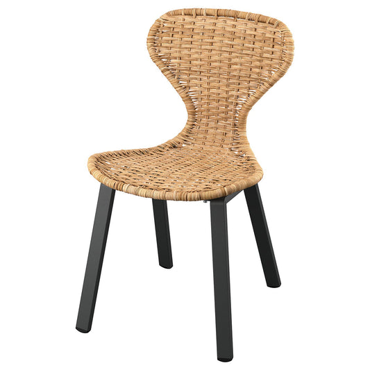 SKÅLSTA chair, rattan/profiled metal/black-grey