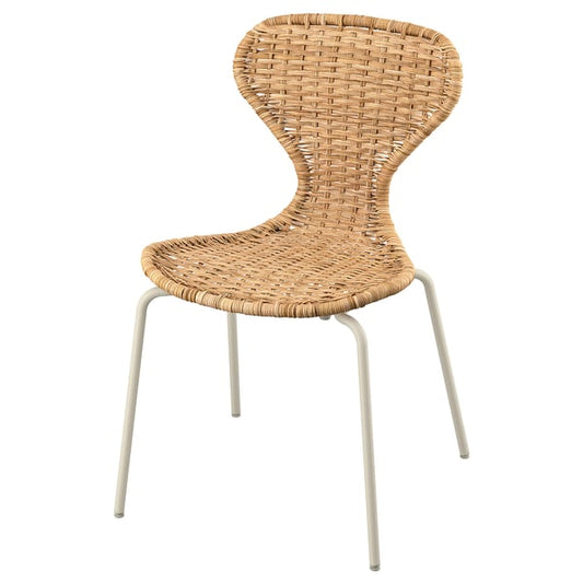 SKÅLSTA chair, rattan/metal tubol./light gray-beige