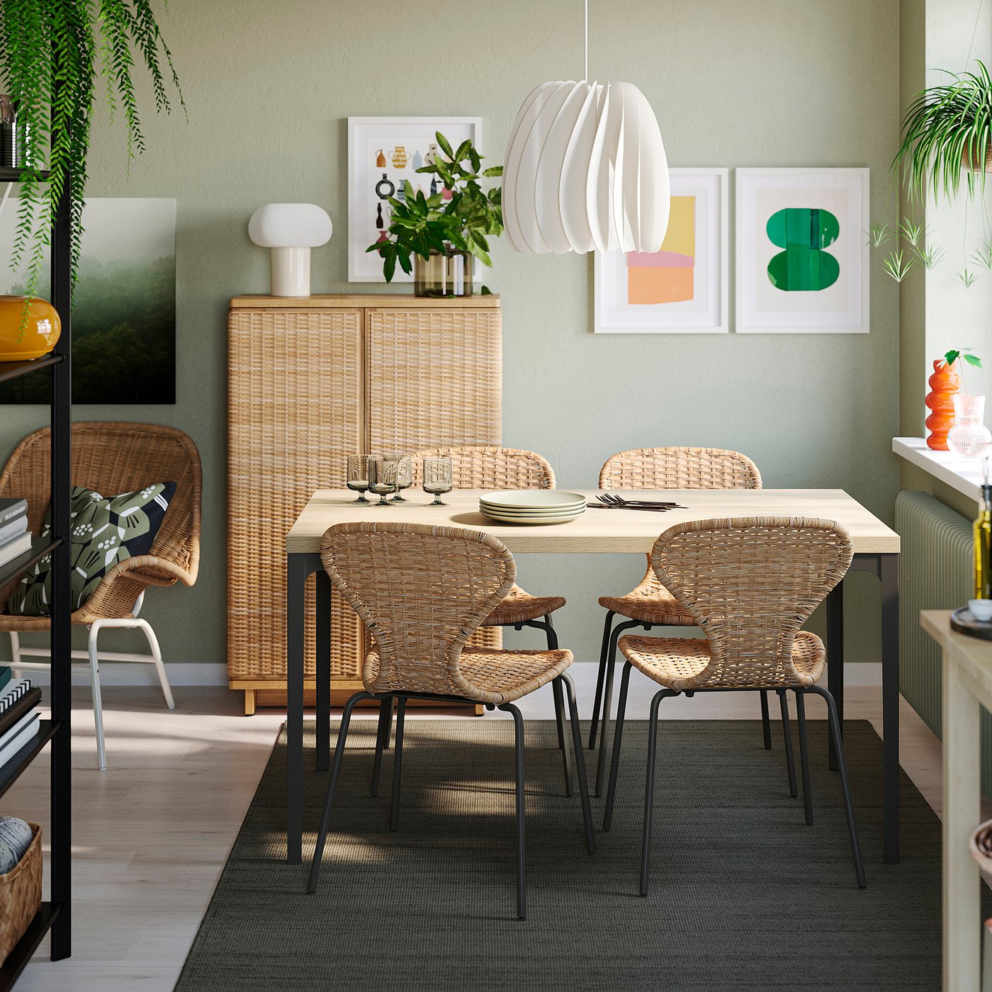 SKÅLSTA chair, rattan/tubular metal/black-grey, 52x83x50 cm
