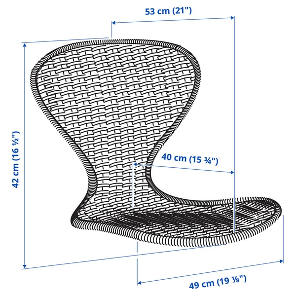SKÅLSTA seat shell, rattan, 49x42x53 cm