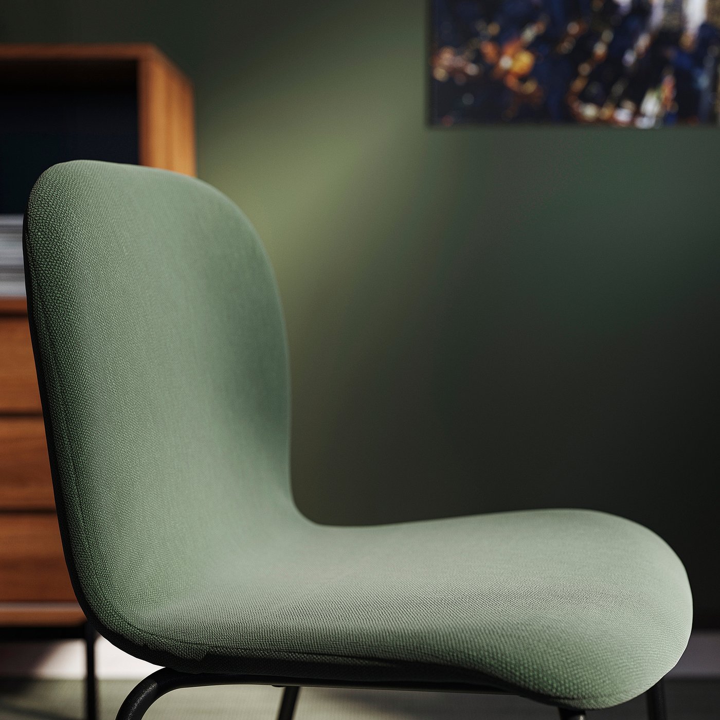 SKÅLSTA table and 4 chairs, dark grey-green marble effect hairpin black-grey/Knäbäck grey-green tubular metal/black-grey, 140x80 cm