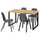 SKÅLSTA table and 4 chairs, oak effect U-shaped black-grey/plastic black profiled metal/black-grey, 140x80 cm