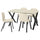 SKÅLSTA table and 4 chairs, light grey-beige X-shaped black-grey/Knäbäck beige profiled metal/black-grey, 140x80 cm