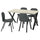 SKÅLSTA table and 4 chairs, light grey-beige X-shaped black-grey/Knäbäck dark grey profiled metal/black-grey, 140x80 cm