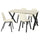 SKÅLSTA table and 4 chairs, light grey-beige X-shaped black-grey/plastic beige profiled metal/black-grey, 140x80 cm