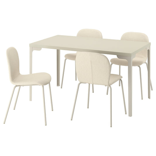 SKÅLSTA table and 4 chairs, light grey-beige straight light grey-beige/Knäbäck beige tubular metal/light grey-beige, 140x80 cm