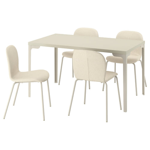SKÅLSTA table and 4 chairs, light grey-beige straight light grey-beige/Knäbäck beige tubular metal/light grey-beige, 140x80 cm