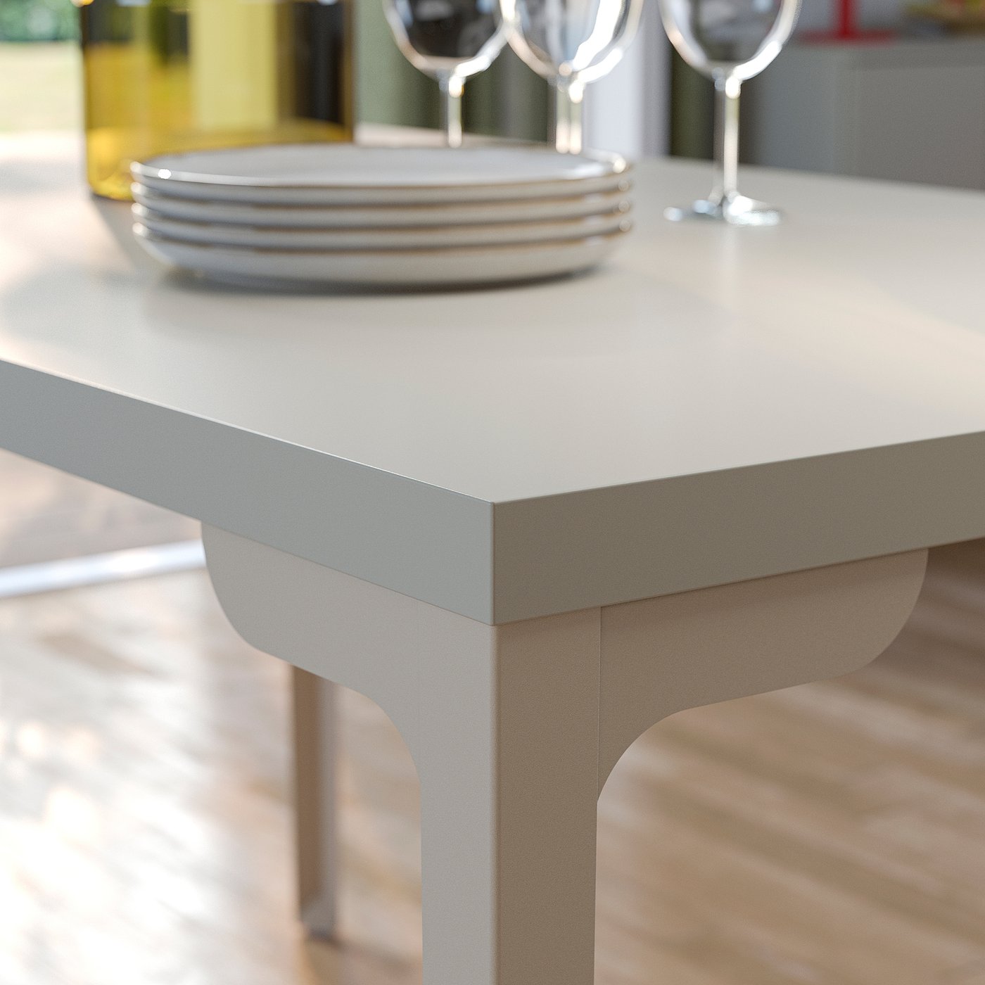SKÅLSTA table and 4 chairs, light grey-beige straight light grey-beige/plastic beige tubular metal/light grey-beige, 140x80 cm