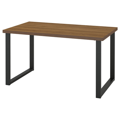 SKÅLSTA table, walnut effect/U-shaped black-grey, 140x80 cm