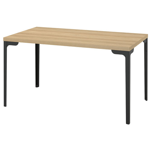 SKÅLSTA table, oak effect/straight black-grey, 140x80 cm