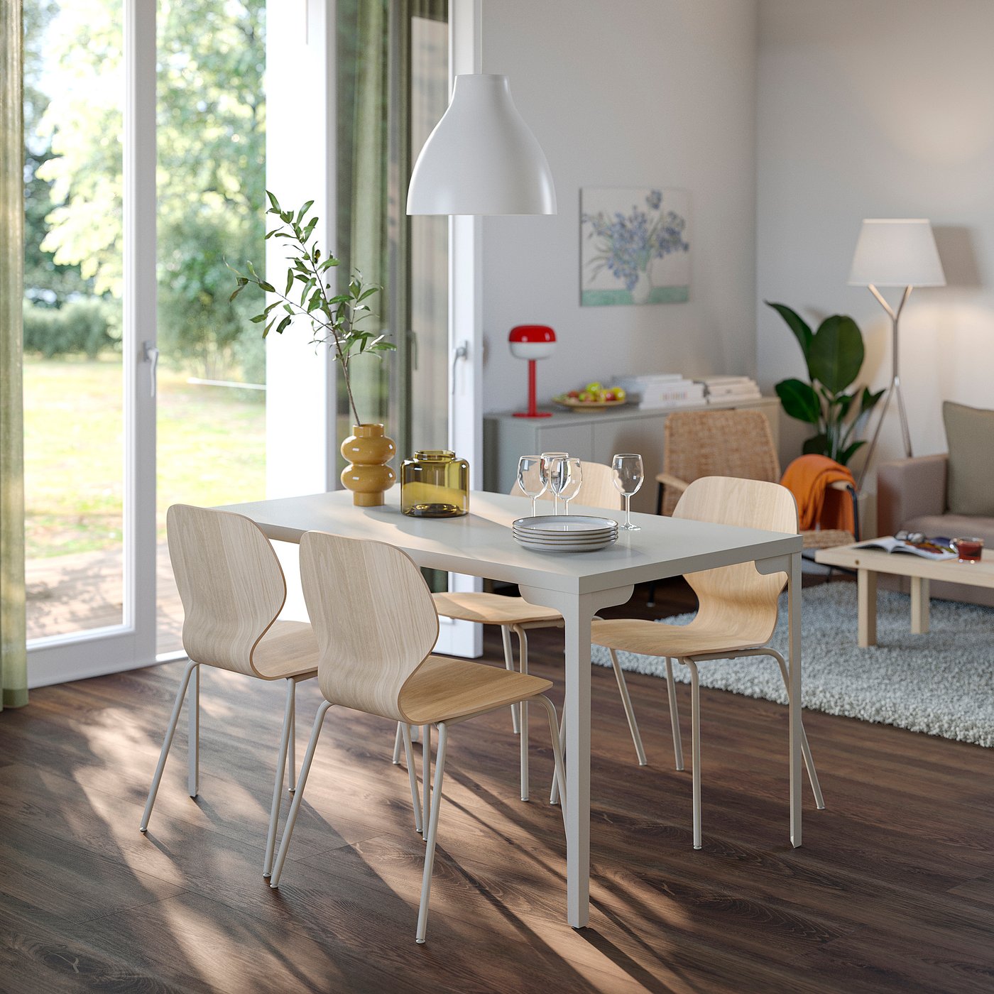 SKÅLSTA table, light grey-beige/straight light grey-beige, 140x80 cm