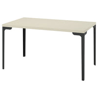 SKÅLSTA table, light grey-beige/straight black-grey, 140x80 cm