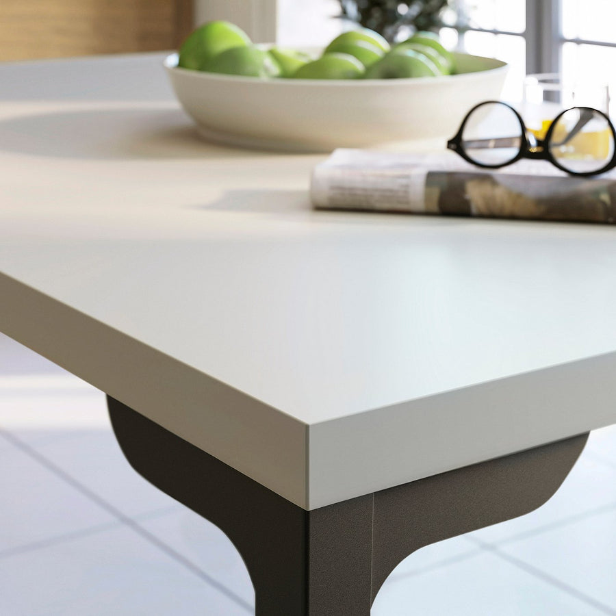 SKÅLSTA table, light grey-beige/straight black-grey, 140x80 cm