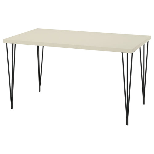 SKÅLSTA table, light grey-beige/hairpin black-grey, 140x80 cm