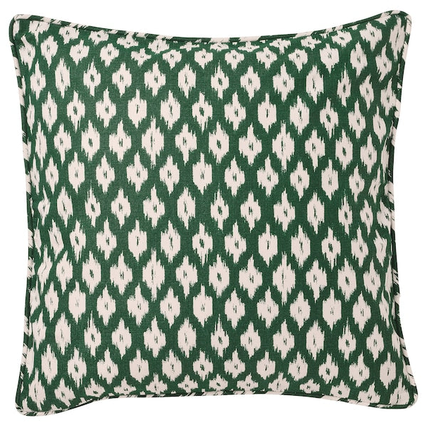 SKÅNEFIBBLA - Cushion cover, green/white, 50x50 cm