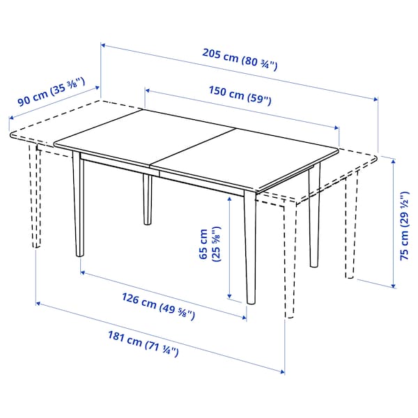 SKANSNÄS / GRÖNSTA - Table and 4 chairs, armrests brown/white,150/205 cm