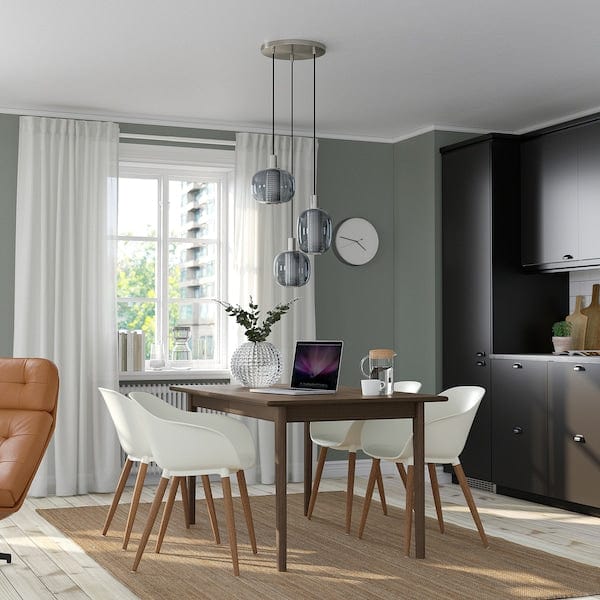 Ikea SKANSNÄS / GRÖNSTA - Table and 4 chairs, armrests brown/white,150/205 cm