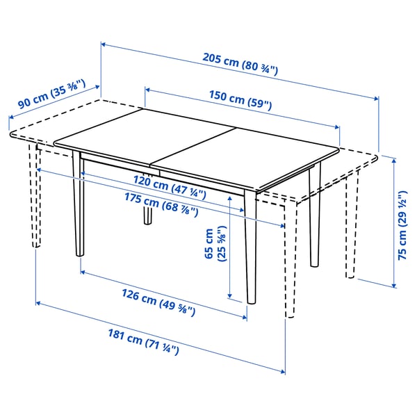 SKANSNÄS / GRÖNSTA table and 4 chairs, armrests brown/white, 150/205 cm