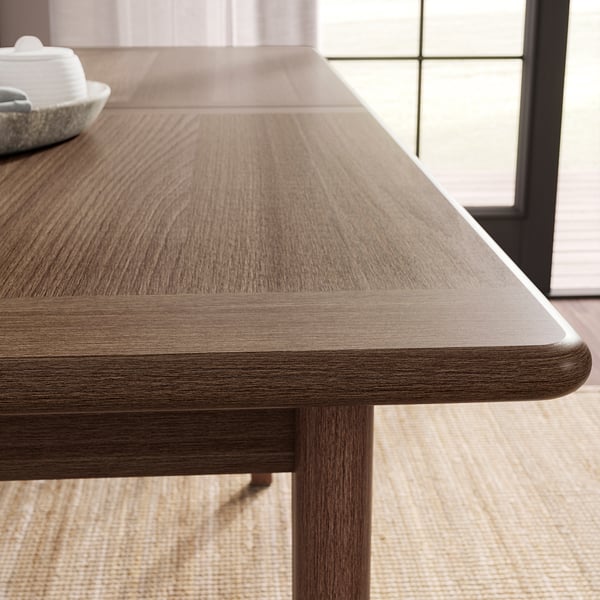 SKANSNÄS / GRÖNSTA - Table and 4 chairs, armrests brown/turquoise,150/205 cm