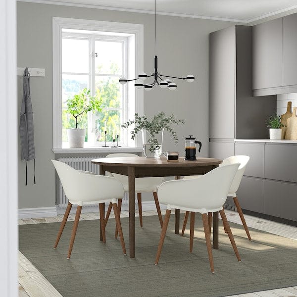 Ikea SKANSNÄS / GRÖNSTA - Table and 4 chairs, with armrest brown/white,115/170 cm
