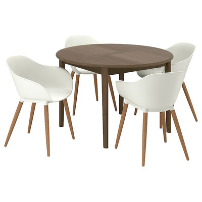 SKANSNÄS / GRÖNSTA - Table and 4 chairs, with armrest brown/white,115/170 cm