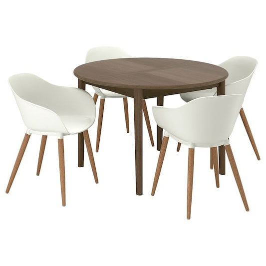 Ikea SKANSNÄS / GRÖNSTA - Table and 4 chairs, with armrest brown/white,115/170 cm