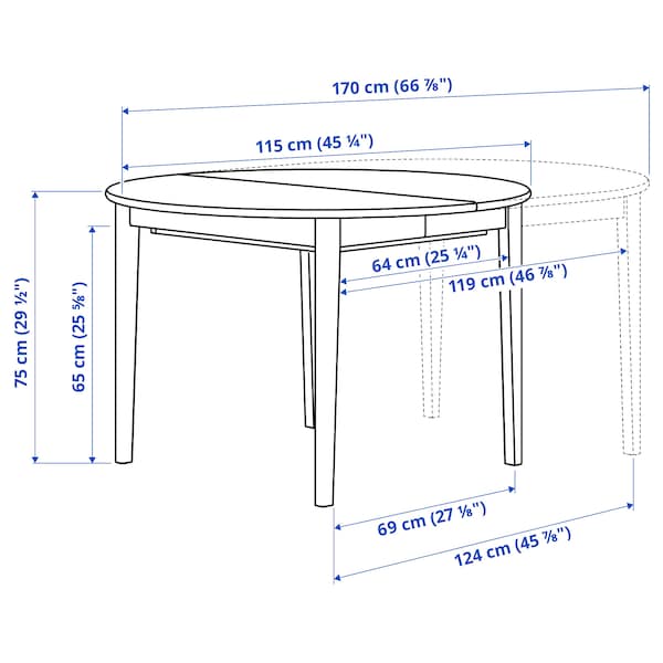 SKANSNÄS / GRÖNSTA - Table and 4 chairs, with armrest brown/white,115/170 cm