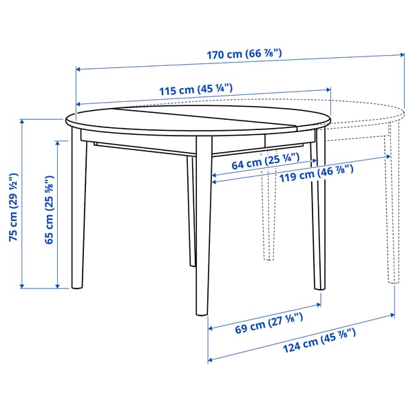 SKANSNÄS / GRÖNSTA table and 4 chairs, with armrest brown/white, 115/170 cm