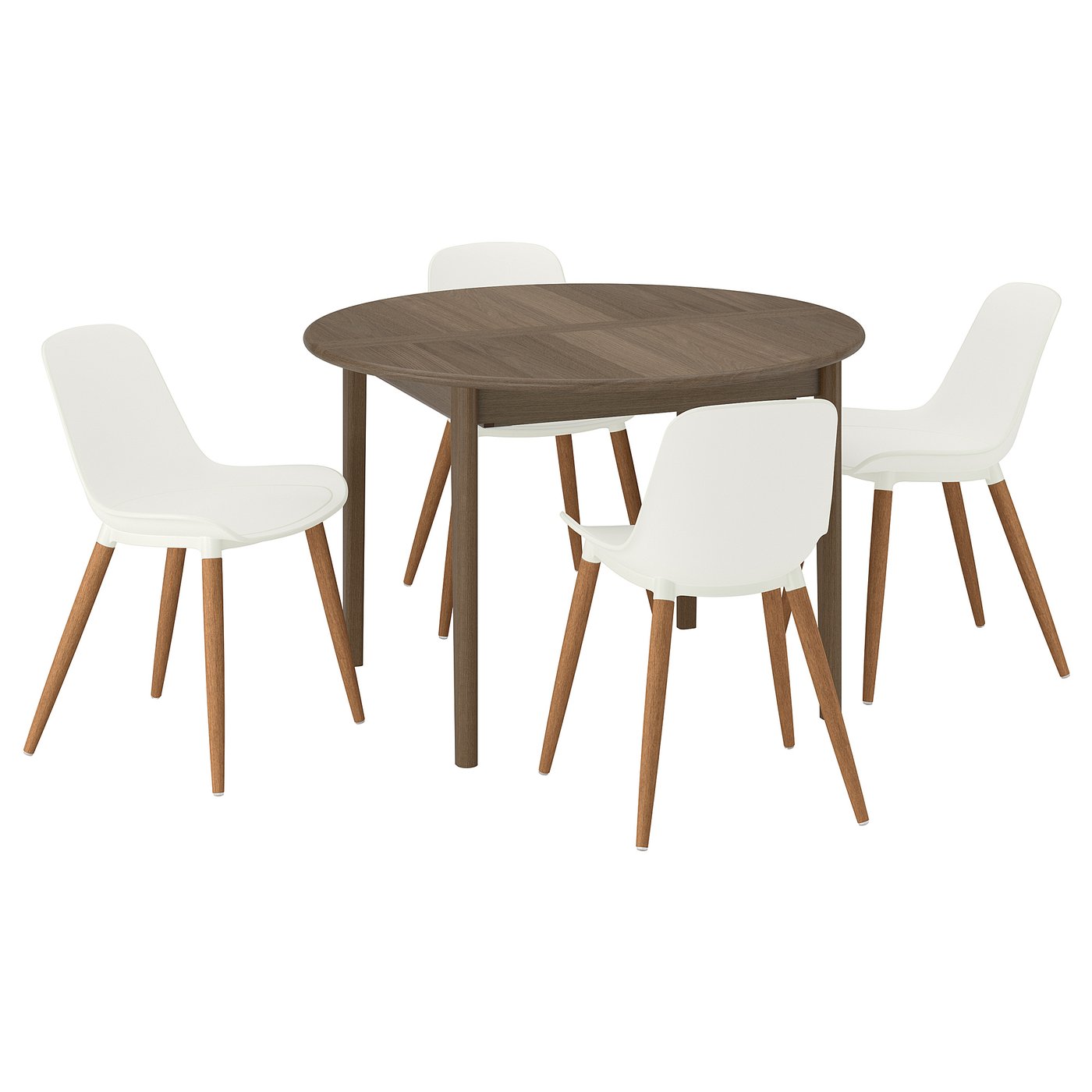 SKANSNÄS / GRÖNSTA table and 4 chairs, brown beech/in/outdoor white, 115/170 cm