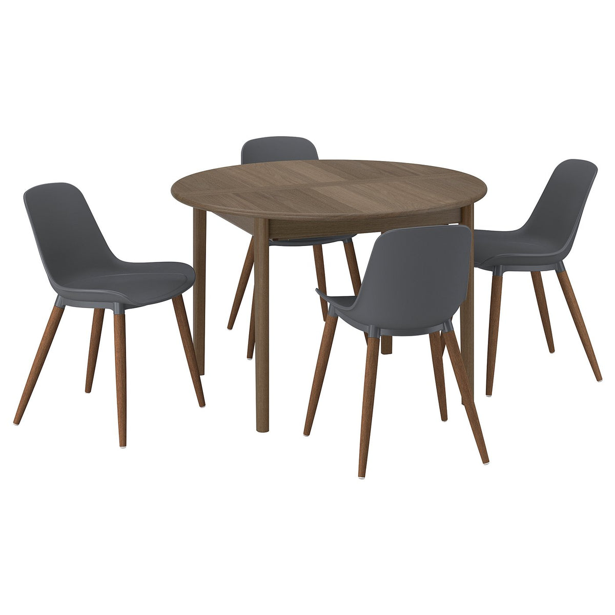 SKANSNÄS / GRÖNSTA table and 4 chairs, brown beech/in/outdoor grey, 115/170 cm