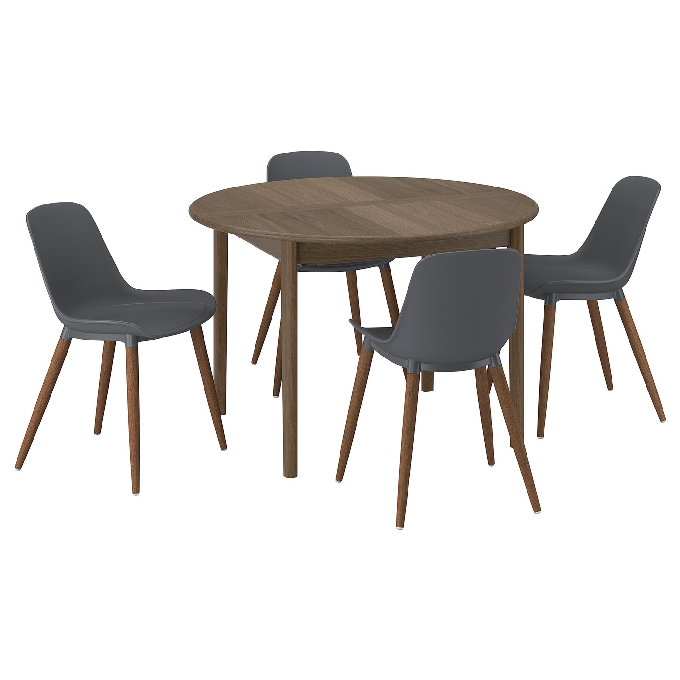 SKANSNÄS / GRÖNSTA table and 4 chairs, brown beech/in/outdoor grey, 115/170 cm