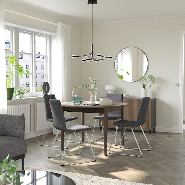 SKANSNÄS / LILLÅNÄS - Table and 4 chairs, brown beech/chrome Gunnared dark grey,115/170 cm