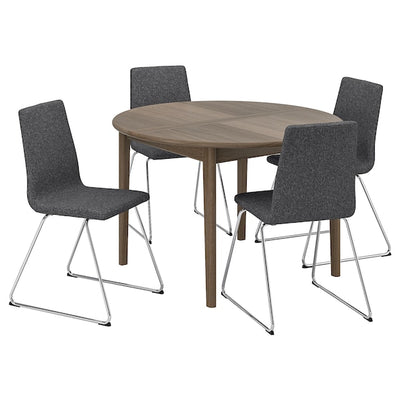 SKANSNÄS / LILLÅNÄS - Table and 4 chairs, brown beech/chrome Gunnared dark grey,115/170 cm