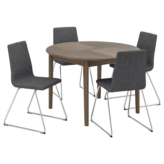 Ikea SKANSNÄS / LILLÅNÄS - Table and 4 chairs, brown beech/chrome Gunnared dark grey,115/170 cm