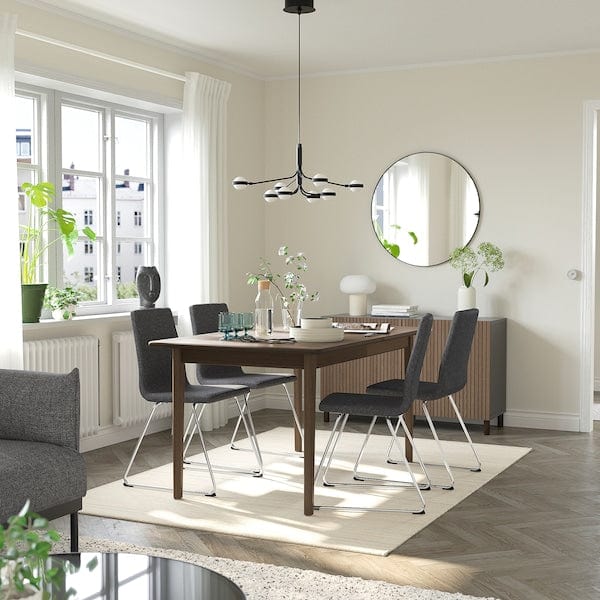 Ikea SKANSNÄS / LILLÅNÄS - Table and 4 chairs, brown beech/chrome Gunnared dark grey,150/205 cm
