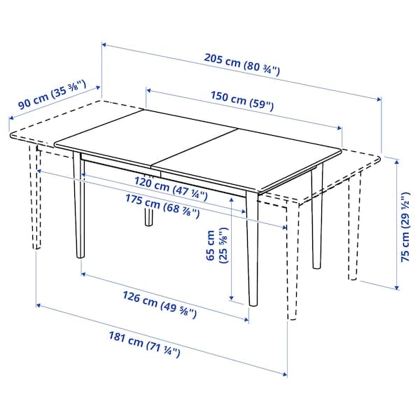 Ikea SKANSNÄS / LILLÅNÄS - Table and 4 chairs, brown beech/chrome Gunnared dark grey,150/205 cm