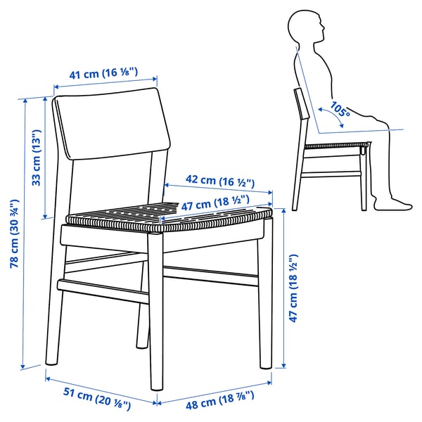 SKANSNÄS chair, brown beech, 48x78x51 cm