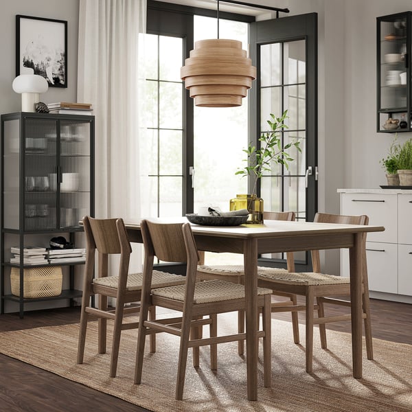 SKANSNÄS / SKANSNÄS - Table and 4 chairs, beech brown/beech brown,150/205 cm