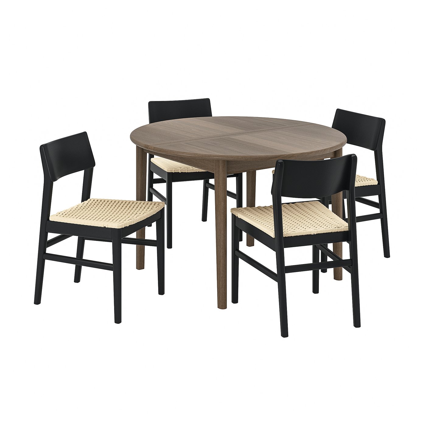 SKANSNÄS / SKANSNÄS table and 4 chairs, brown beech/black beech, 115/170 cm