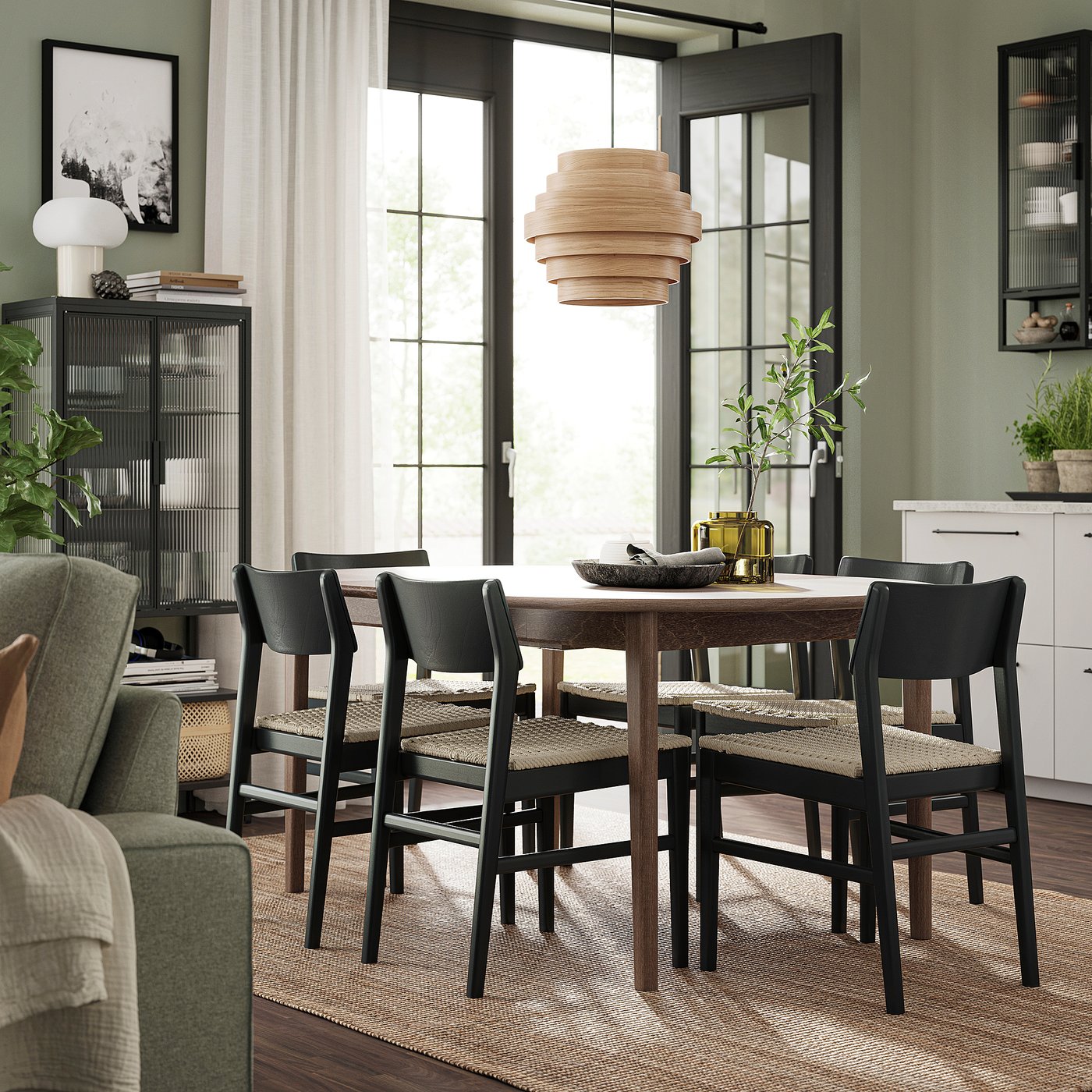 SKANSNÄS / SKANSNÄS table and 4 chairs, brown beech/black beech, 115/170 cm