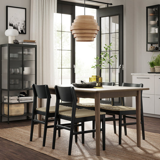SKANSNÄS / SKANSNÄS table and 4 chairs, brown beech/black beech, 150/205 cm