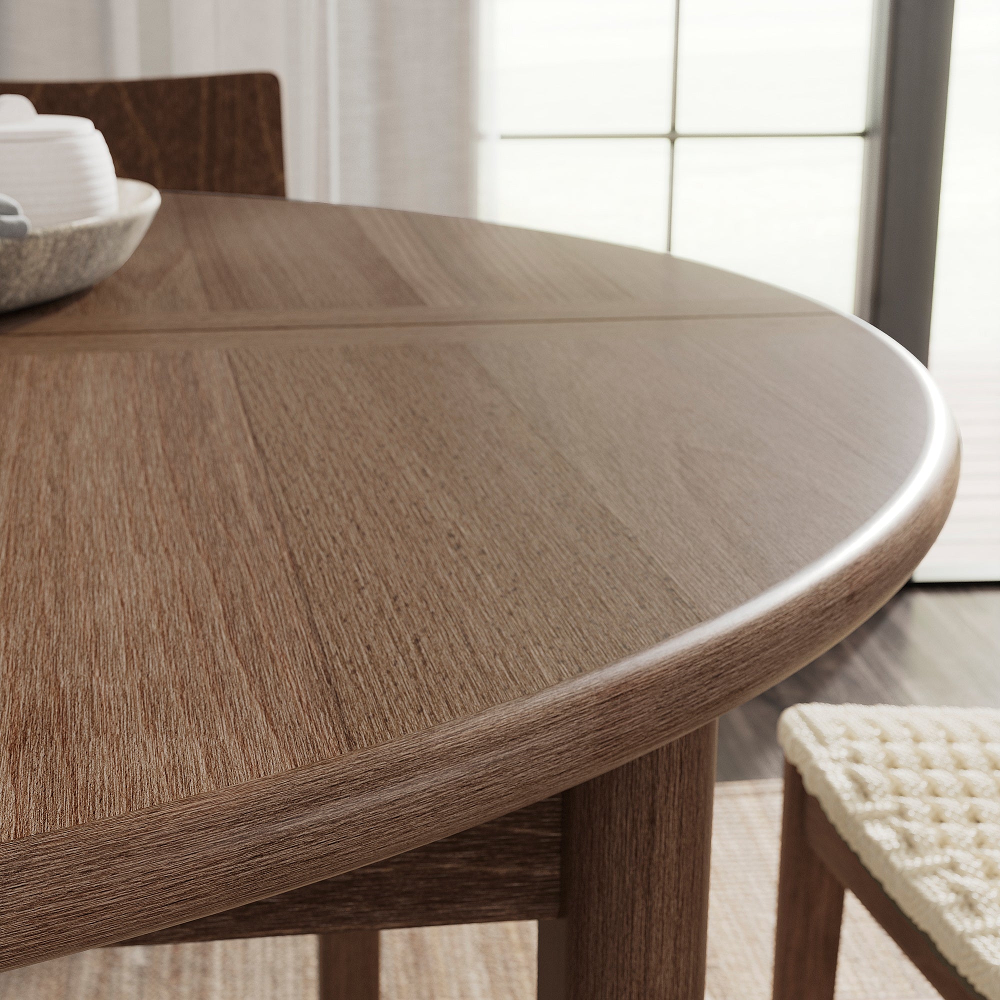 SKANSNÄS / STOCKHOLM 2025 table and 4 chairs, brown beech veneer/dark brown leather, 115/170 cm