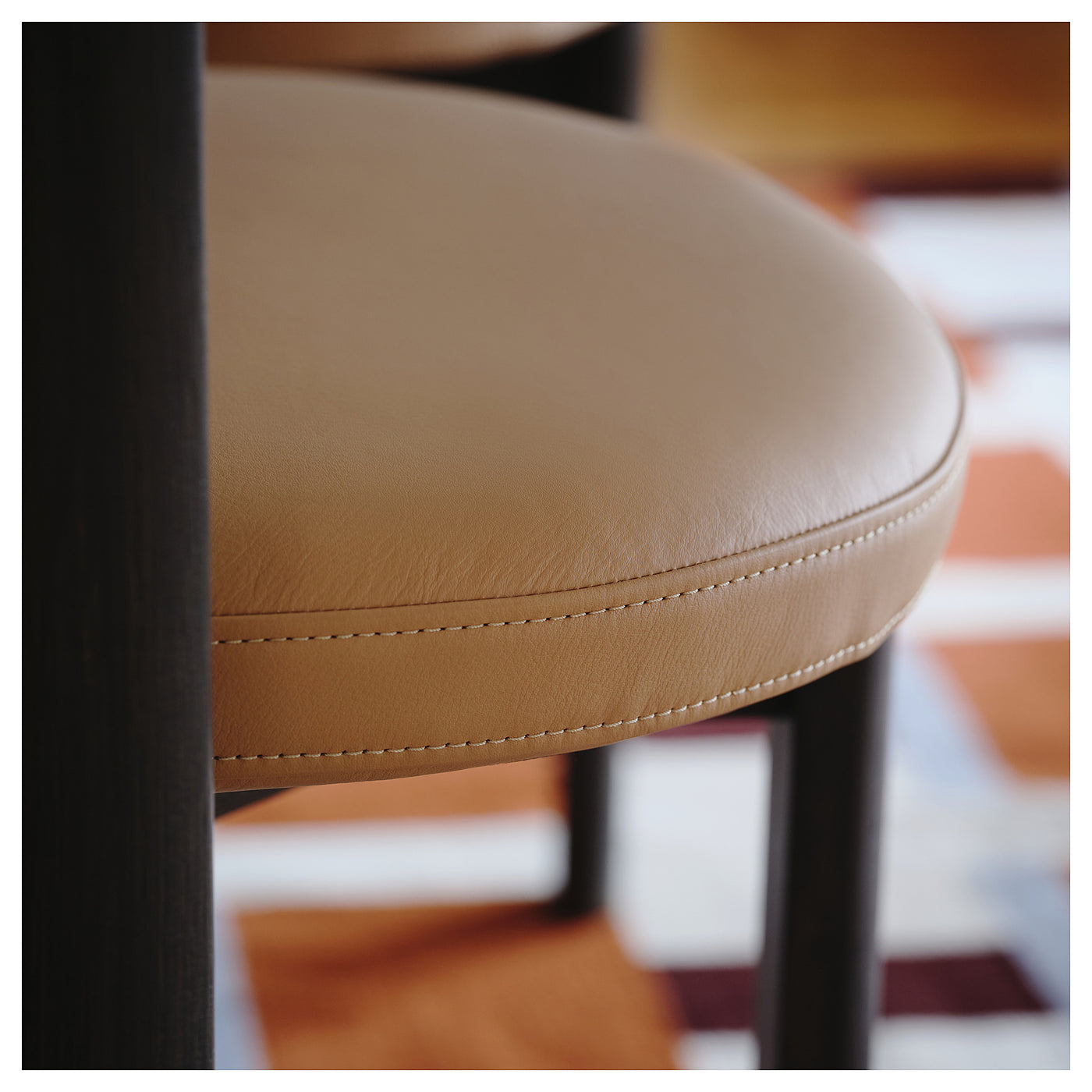 SKANSNÄS / STOCKHOLM 2025 table and 4 chairs, brown beech veneer/dark brown leather, 115/170 cm