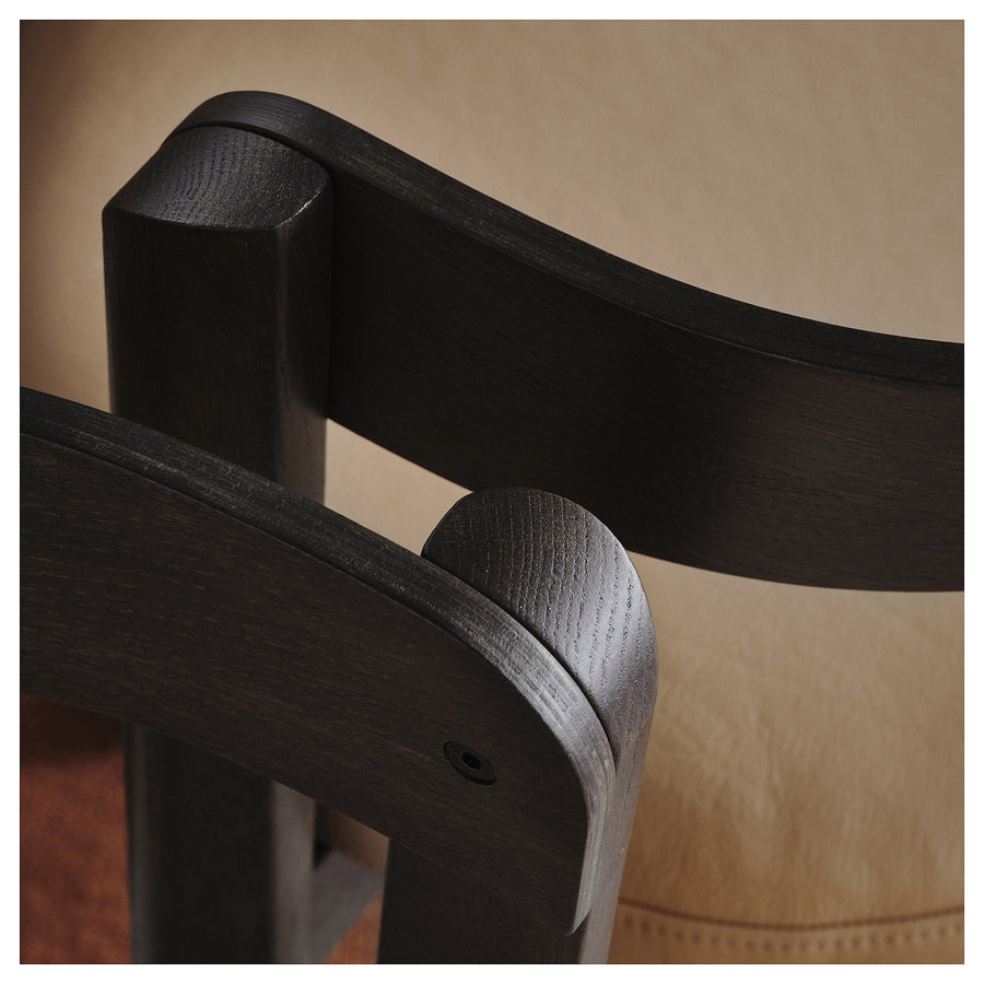 SKANSNÄS / STOCKHOLM 2025 table and 4 chairs, brown beech/dark brown leather, 150/205 cm
