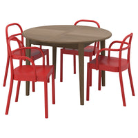 SKANSNÄS / STOCKHOLM 2025 table and 4 chairs, brown beech/red, 115/170 cm