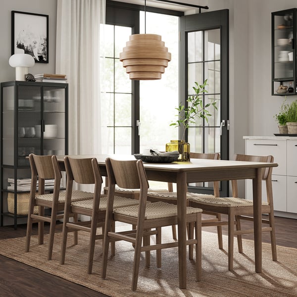 SKANSNÄS extendable table, brown beech/veneer, 150/205x90 cm