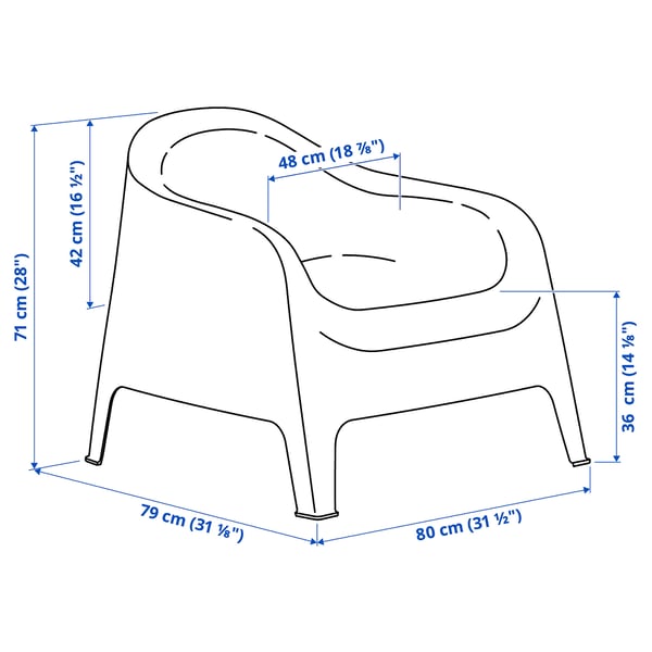 SKARPÖ armchair, outdoor, white, 81x71x79 cm